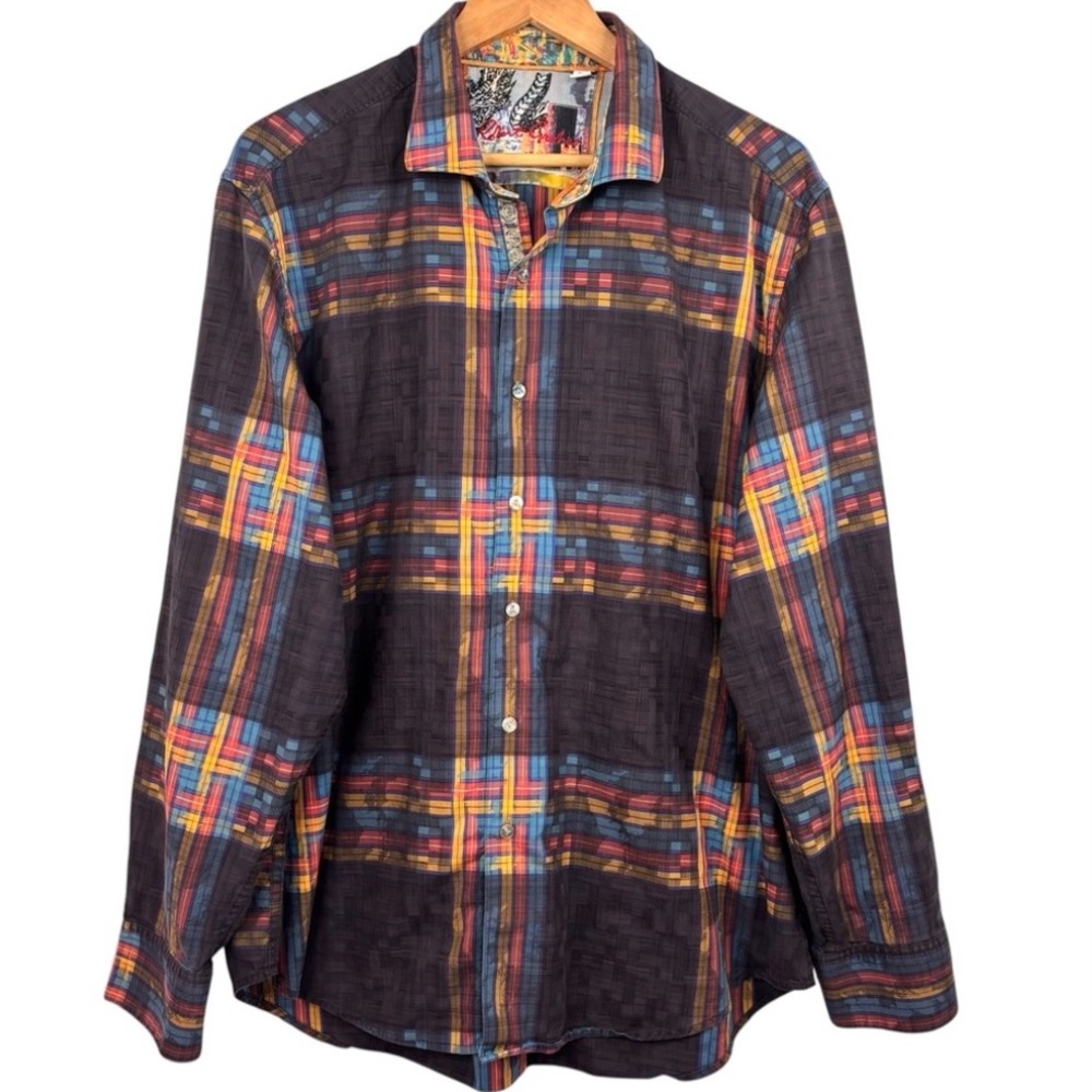 Robert Graham Colourful Plaid Pattern Classic Fit Long Sleeve Button Down Shirt
